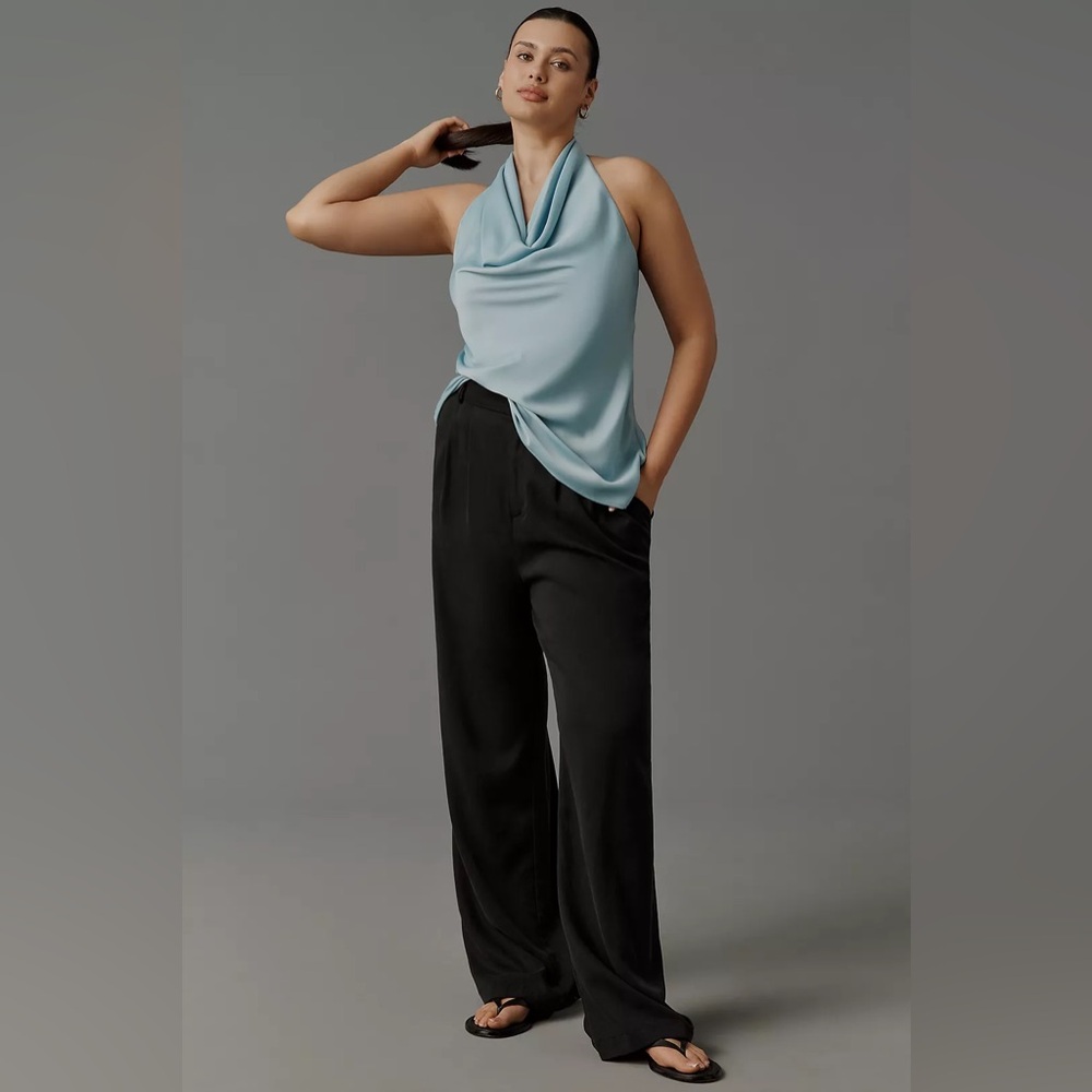 Cowl-Neck Silky Halter Top - Picture 3 of 11